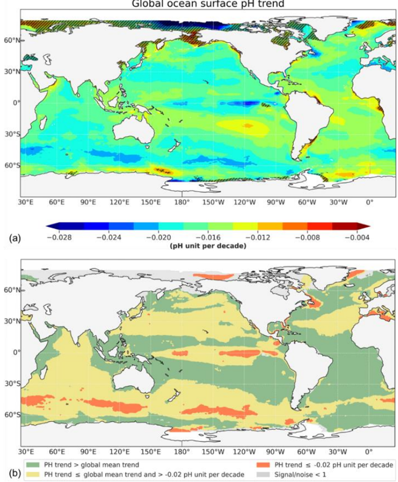 Figure XIV Global ocean surface pH trends