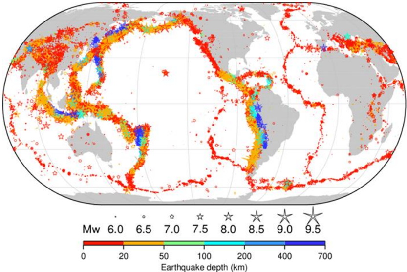 Figure III Epicentres of earthquakes