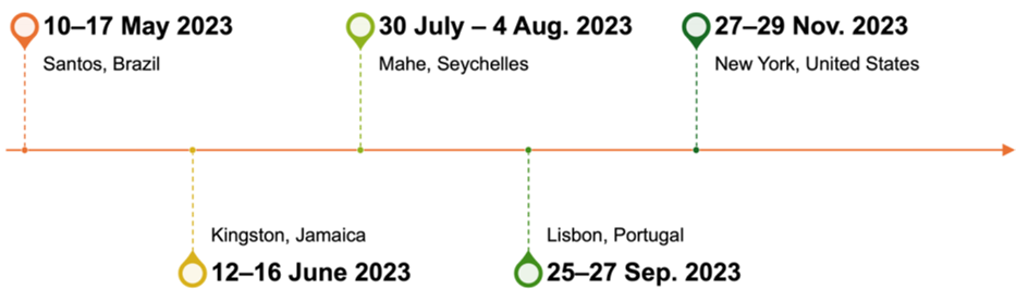 Figure I Timeline of regional workshops