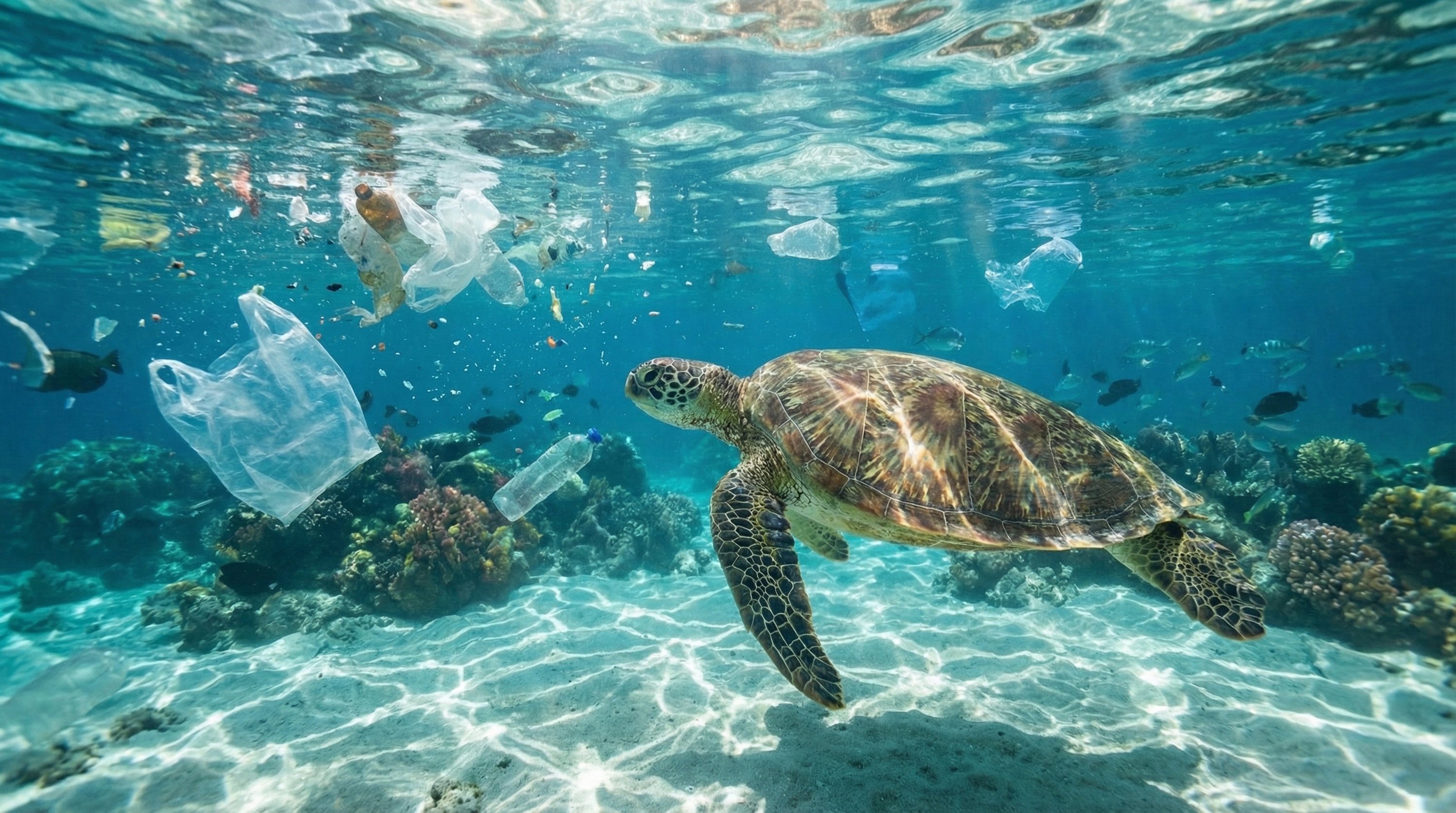 Sea turtle, Plastic pollution, Ocean pollution image